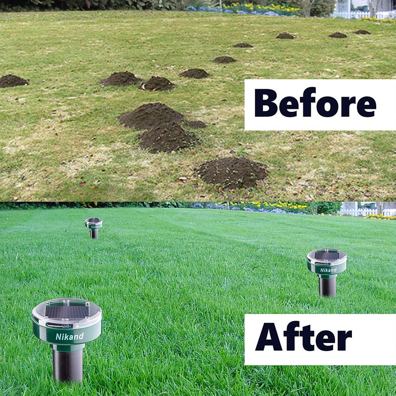 NIKAND Gopher Repellent Ultrasonic Solar Powered - Mole Repellent Stakes Outdoor Pet Safe - Groundhog Repeller Snake Rodent Gopher Spikes Chaser - Sonic Mole Deterrent Devices (2) - Image 4